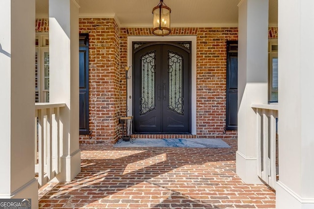 doorway to property featuring french doors