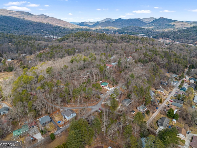 drone / aerial view with a mountain view