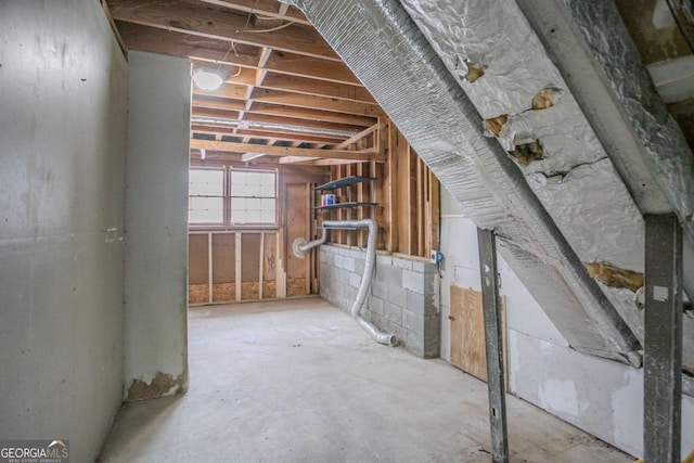 view of unfinished attic