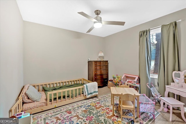 recreation room featuring ceiling fan