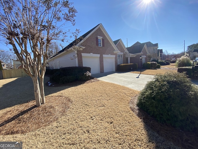 view of yard with a garage