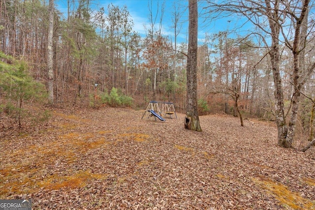 view of yard with a playground