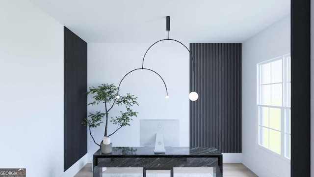 office area featuring plenty of natural light and light wood-type flooring