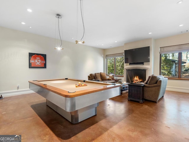 1500 W Wesley Rd NW, Atlanta, GA 30327 - game room with pool table, baseboards, recessed lighting, and finished concrete floors