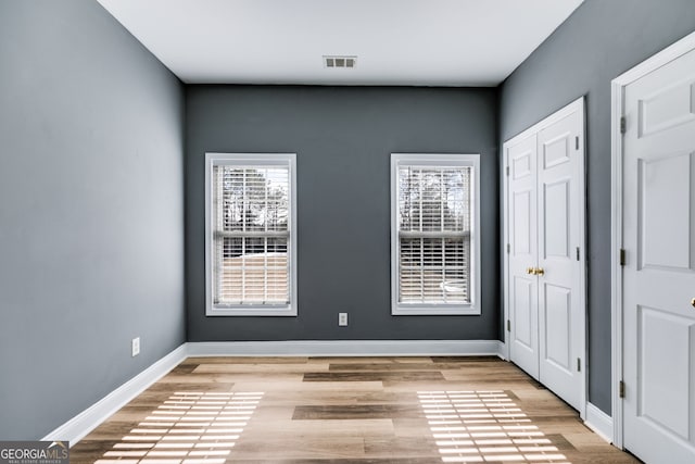 interior space with light hardwood / wood-style floors