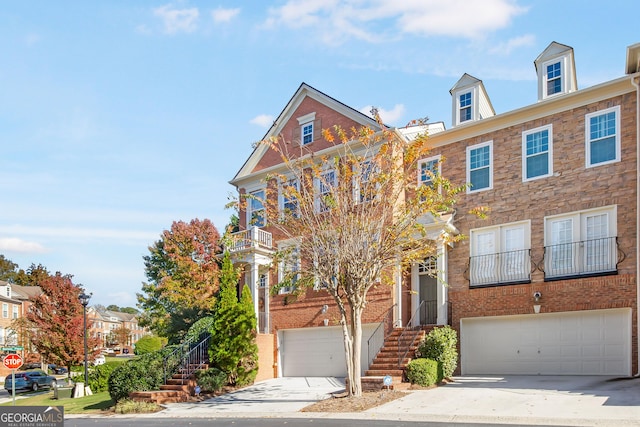 view of front of property with a garage