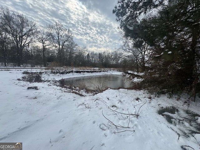 view of yard layered in snow