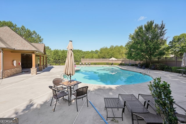 view of pool featuring a patio area