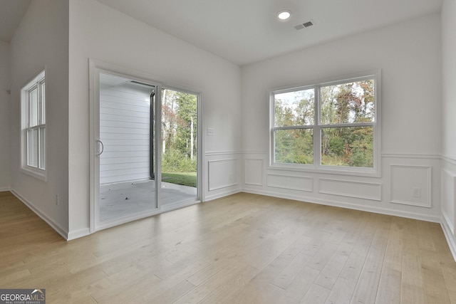 interior space with light hardwood / wood-style flooring