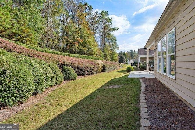 view of yard with a patio area