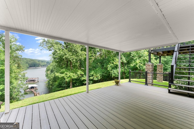 3366 Small Woods Ln, Gainesville, GA 30506 - deck with a water view and stairs