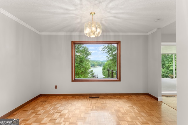 3366 Small Woods Ln, Gainesville, GA 30506 - spare room featuring healthy amount of natural light, a chandelier, and ornamental molding