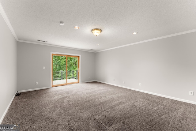3366 Small Woods Ln, Gainesville, GA 30506 - spare room featuring ornamental molding, carpet floors, a textured ceiling, and recessed lighting