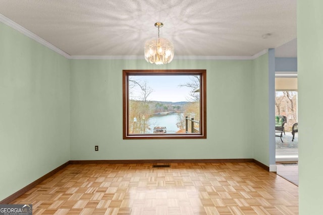 3366 Small Woods Ln, Gainesville, GA 30506 - unfurnished dining area with crown molding, a chandelier, and baseboards