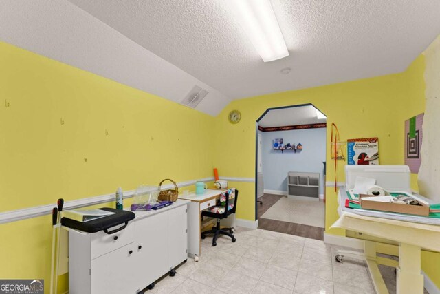 3366 Small Woods Ln, Gainesville, GA 30506 - home office featuring lofted ceiling and a textured ceiling