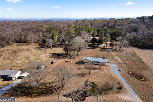 bird's eye view with a rural view