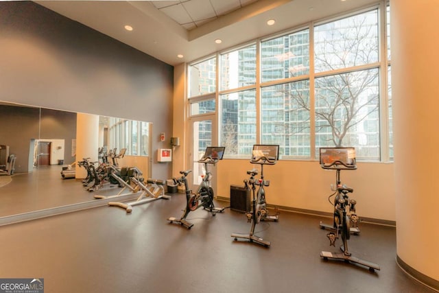 exercise room with a wealth of natural light