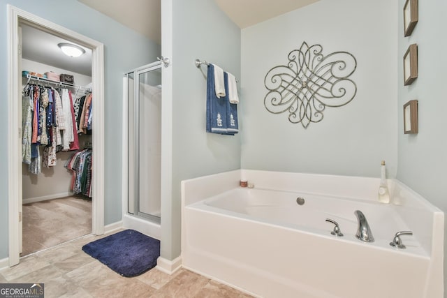 bathroom with independent shower and bath