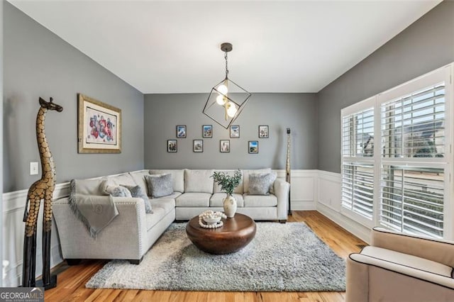 living room featuring light wood-type flooring