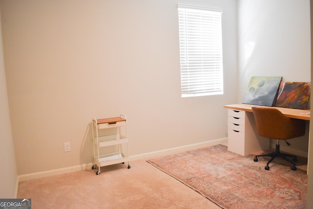 view of carpeted office space