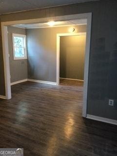 empty room with dark wood-type flooring