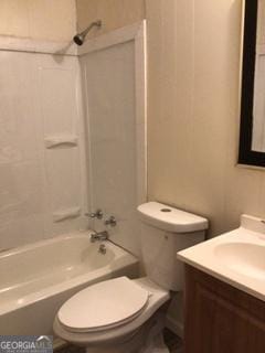 full bathroom with vanity, toilet, and shower / bathing tub combination