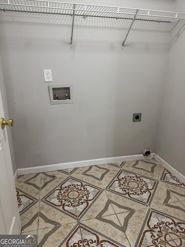 laundry room featuring tile patterned flooring, hookup for a washing machine, and hookup for an electric dryer