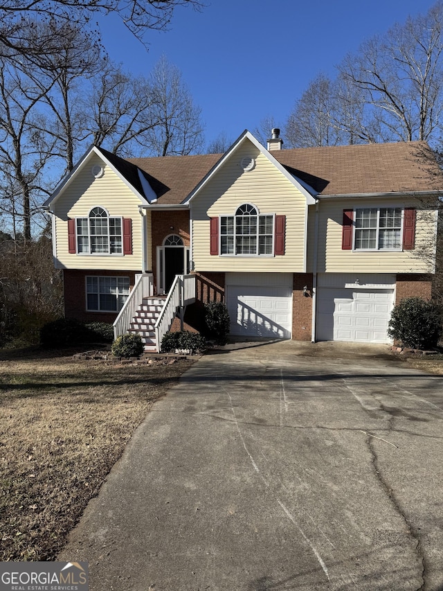 raised ranch with a garage