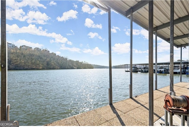 view of dock featuring a water view