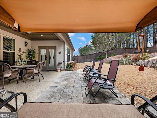 view of patio / terrace featuring french doors