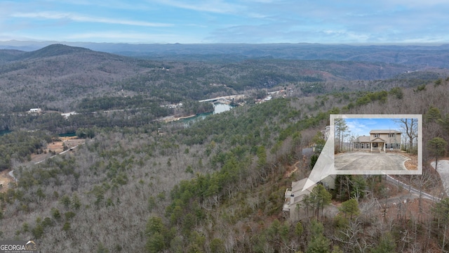 aerial view featuring a mountain view