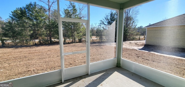 view of unfurnished sunroom