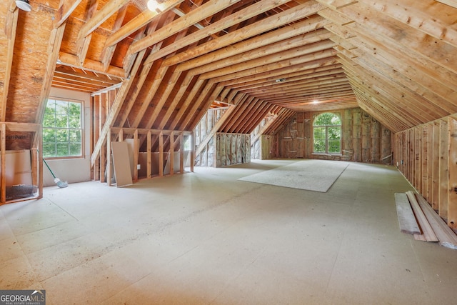 view of unfinished attic