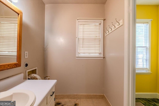 bathroom featuring vanity and tile patterned floors