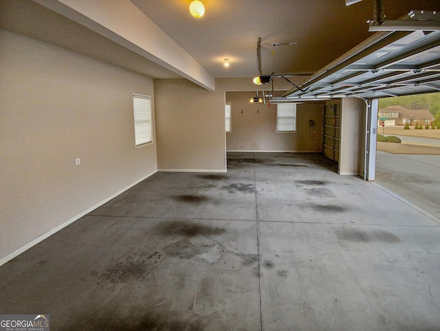 garage with a garage door opener