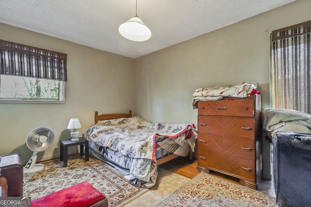 bedroom with a textured ceiling