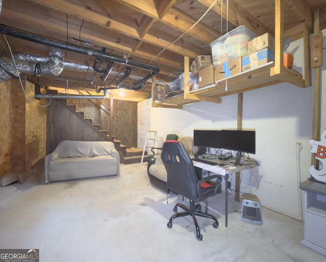 office area with concrete floors