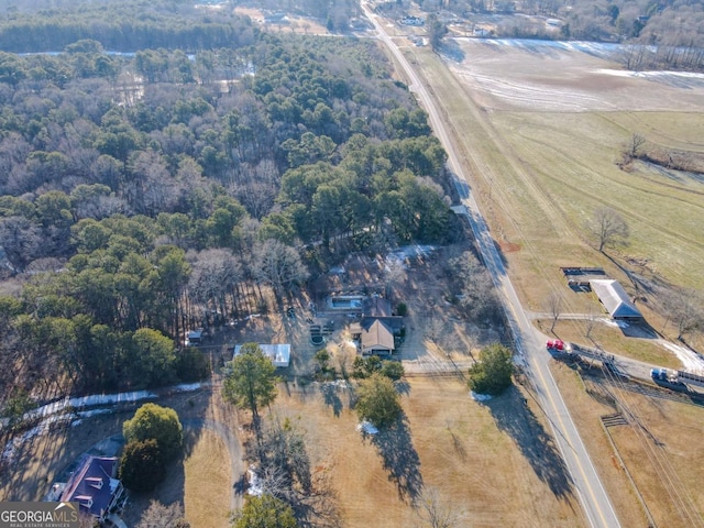 aerial view with a rural view