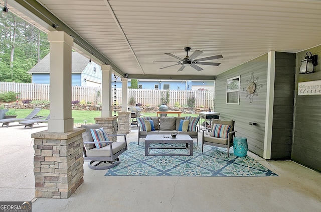 45 Misty Creek Cv, Newnan, GA 30265 - view of patio with a ceiling fan and french doors