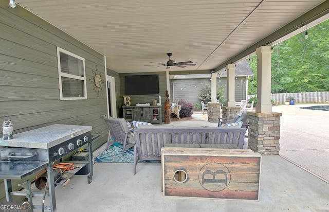 45 Misty Creek Cv, Newnan, GA 30265 - view of patio featuring an outdoor hangout area and a ceiling fan