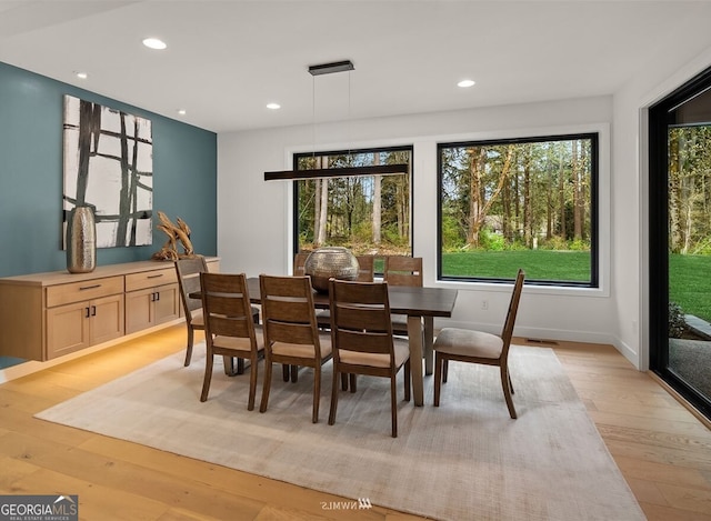 dining room with light wood-type flooring