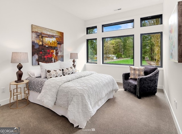 bedroom with carpet flooring and multiple windows