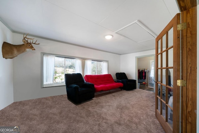 living room featuring carpet