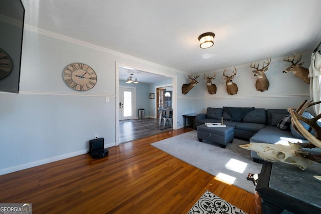 living room featuring dark hardwood / wood-style flooring