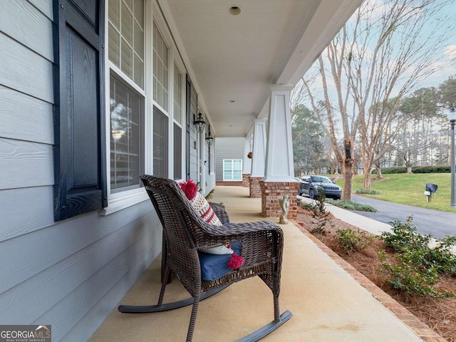 view of patio featuring covered porch