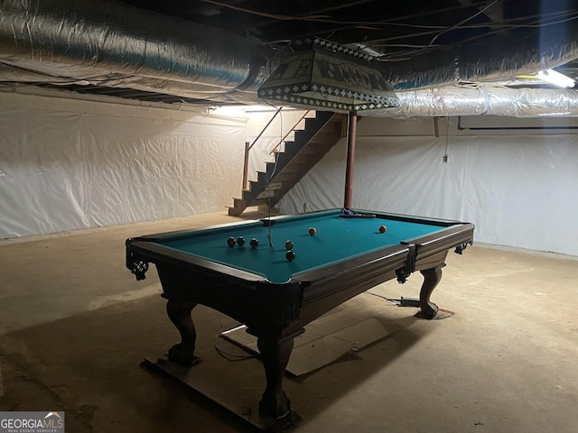 recreation room featuring pool table and concrete flooring