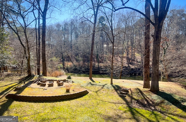 view of yard featuring a fire pit