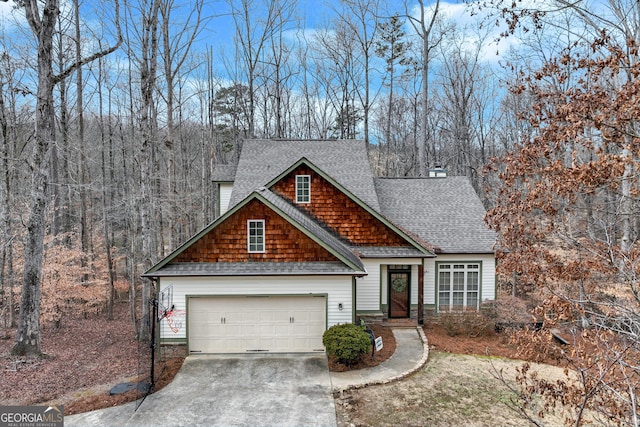 craftsman inspired home with a garage