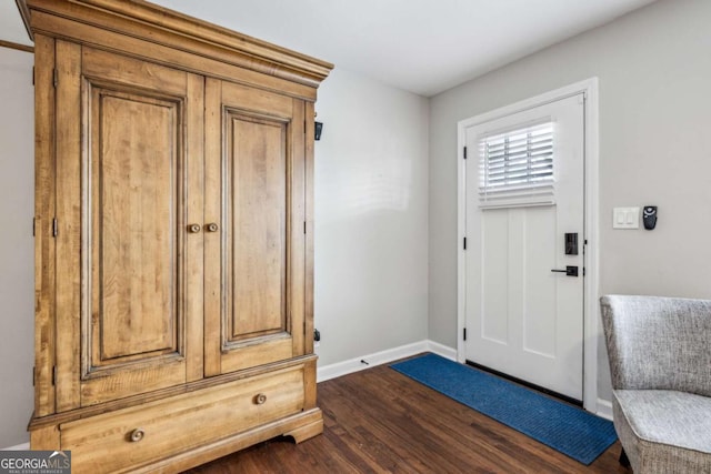 foyer entrance featuring dark wood-type flooring