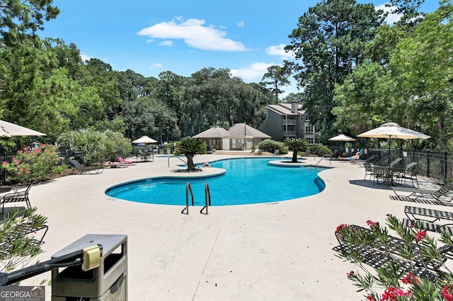 view of pool with a patio area